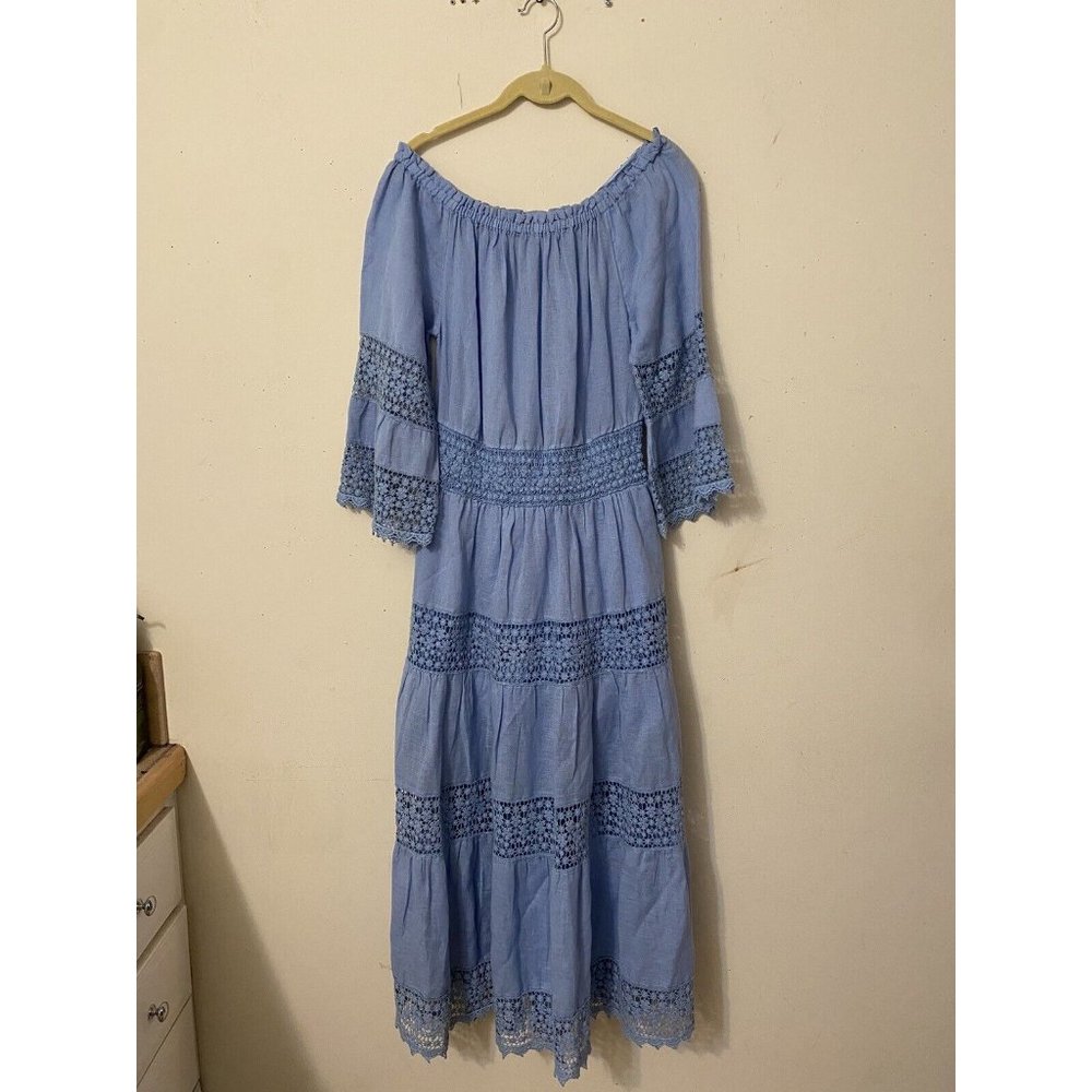 SOFT SURRONDNGS BOHO PEASANT HIPPIE WEDDING CRUISE BEACH SUMMER MAXI DRESS PS